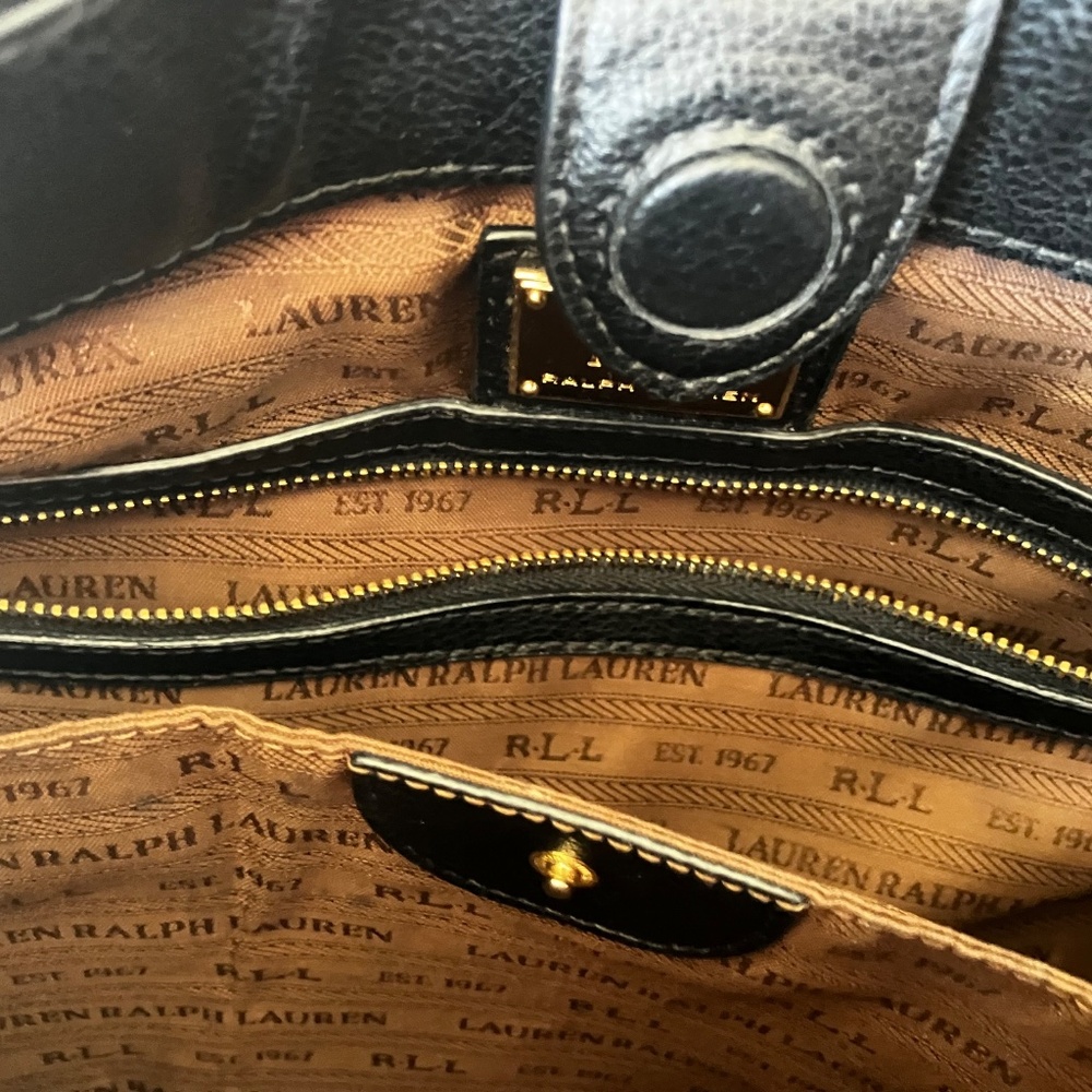 Ralph Lauren Large Black Vintage Pebbled Leather Lauren Bag - Picture 11 of 16